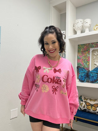 QOS Licensed Hot Pink 'Diet Coke' Bow Sweatshirt - Boutique Bella BellaQueen of Sparkles