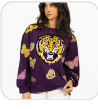 QOS Licensed LSU Mascot Butterfly Sweatshirt - Boutique Bella BellaSweatshirt