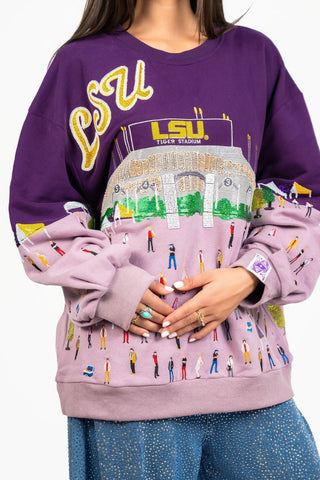 QOS Licensed LSU Stadium Tailgate Party Sweatshirt - Boutique Bella BellaQueen of Sparkles