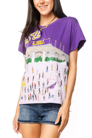 QOS Licensed LSU Stadium Tailgate Party Tee - Boutique Bella BellaQueen of Sparkles
