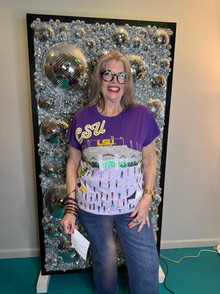 QOS Licensed LSU Stadium Tailgate Party Tee - Boutique Bella BellaQueen of Sparkles