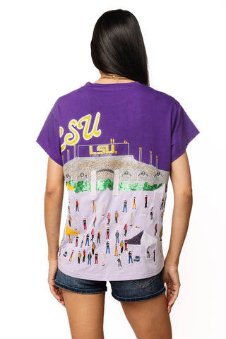 QOS Licensed LSU Stadium Tailgate Party Tee - Boutique Bella BellaQueen of Sparkles