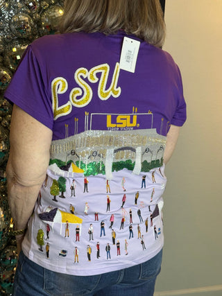 QOS Licensed LSU Stadium Tailgate Party Tee - Boutique Bella BellaQueen of Sparkles