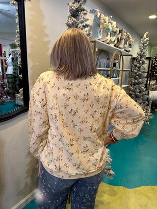 QOS Licensed LSU Yellow Floral Initial Sweatshirt - Boutique Bella BellaQueen of Sparkles