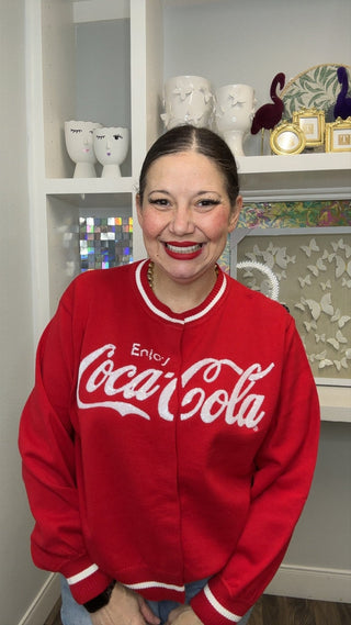 QOS Licensed Red 'Enjoy Coca Cola' Cardigan - Boutique Bella BellaQueen of Sparkles
