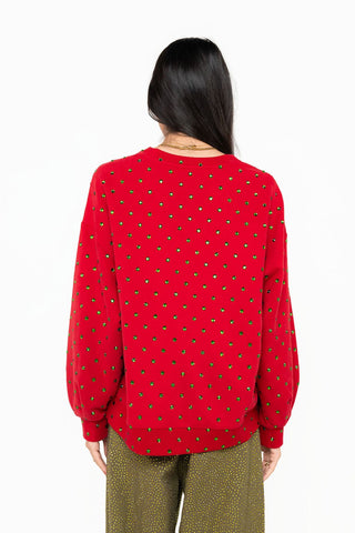 QOS Licensed Red Ralphie On Slide Screenprint Jeweled Sweatshirt - Boutique Bella BellaTops