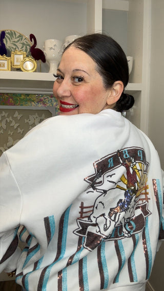 QOS Licensed Teal & Brown PBR Queen Sweatshirt - Boutique Bella BellaQueen of Sparkles