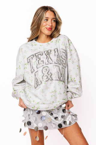 QOS Licensed Texas A&M Floral Initials Sweatshirt - Boutique Bella BellaSweatshirt