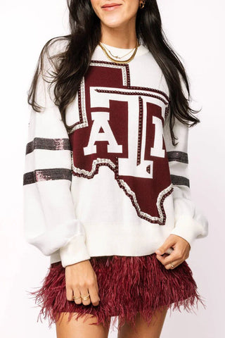 QOS Licensed Texas A&M Oversized Mascot Sweater - Boutique Bella BellaSweater