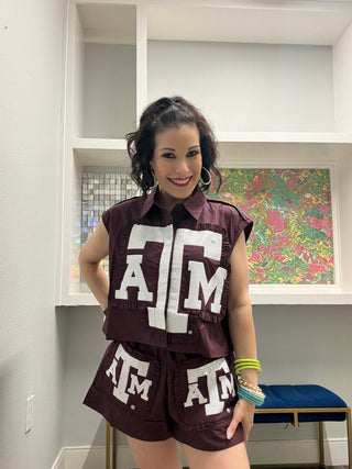 QOS Licensed Texas A&M Ruffle Mascot Patch Tank - Boutique Bella BellaQueen of Sparkles