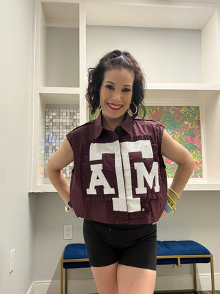 QOS Licensed Texas A&M Ruffle Mascot Patch Tank - Boutique Bella BellaQueen of Sparkles