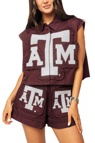 QOS Licensed Texas A&M Ruffle Mascot Patch Tank - Boutique Bella BellaQueen of Sparkles
