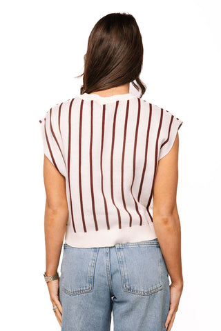 QOS Licensed Texas A&M Striped Word Button Up Knit Vest - Boutique Bella BellaQueen of Sparkles