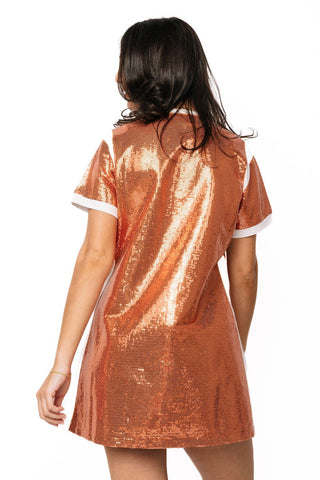QOS Licensed Texas Full Sequin Mascot Tee Dress - Boutique Bella BellaQueen of Sparkles