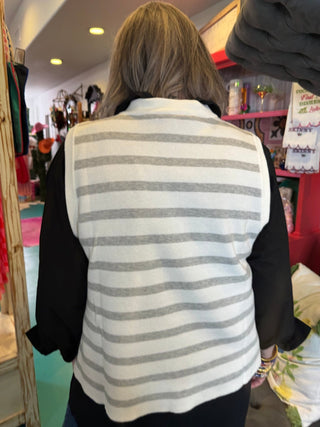 QOS Licensed Texas Grey & White Striped Sequin Football Knit Tank - Boutique Bella Bella