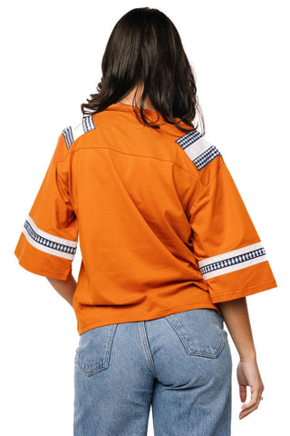 QOS Licensed Texas Oversized Gingham Jersey Tee - Boutique Bella BellaQueen of Sparkles
