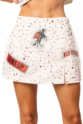 QOS Licensed Texas Tech Multi Rhinestone Scattered Logo Skirt - Boutique Bella BellaQueen of Sparkles