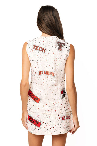 QOS Licensed Texas Tech Multi Rhinestone Scattered Logo Vest - Boutique Bella BellaQueen of Sparkles
