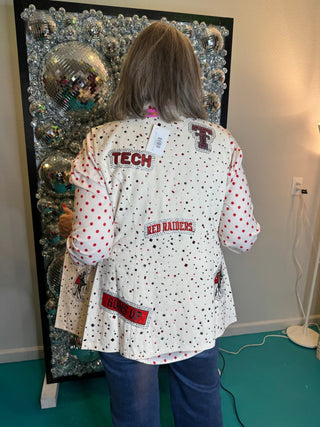QOS Licensed Texas Tech Multi Rhinestone Scattered Logo Vest - Boutique Bella BellaQueen of Sparkles