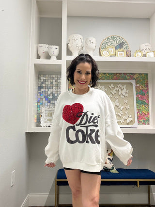 QOS Licensed White 'I Love Diet Coke' Sweatshirt - Boutique Bella BellaQueen of Sparkles