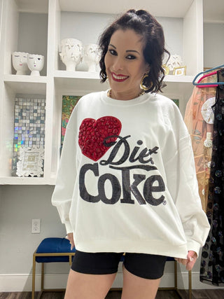 QOS Licensed White 'I Love Diet Coke' Sweatshirt - Boutique Bella BellaQueen of Sparkles