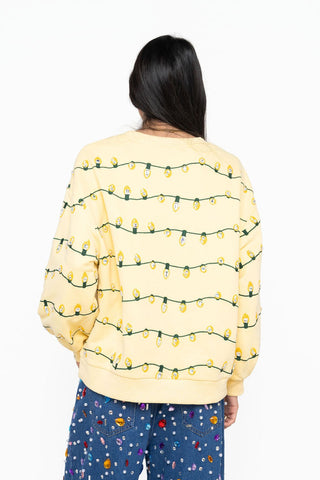 Qos Licensed Yellow Sequin String Lights Clark Griswold Screenprint Sweatshirt Queen Of Sparkles - Boutique Bella BellaTops