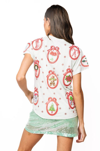 QOS Light Blue Christmas Wallpaper Tee - Boutique Bella BellaTops