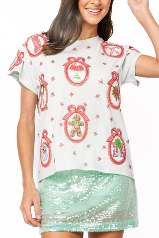 QOS Light Blue Christmas Wallpaper Tee - Boutique Bella BellaTops