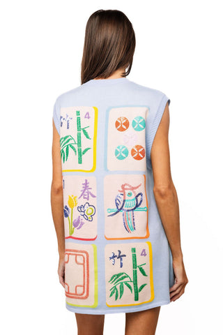 QOS Light Blue Knit Mahjong Tile Tank Dress - Boutique Bella BellaQueen of Sparkles