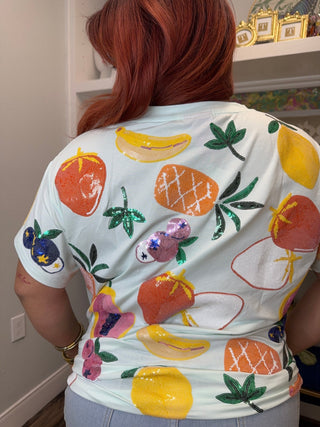 QOS Light Blue Multi Fruit Tee - Boutique Bella BellaTee
