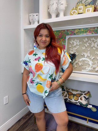 QOS Light Blue Multi Fruit Tee - Boutique Bella BellaTee