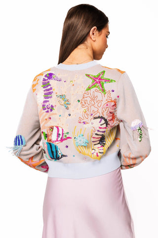 QOS Light Blue Under the Sea Button Up Cardigan - Boutique Bella BellaQueen of Sparkles
