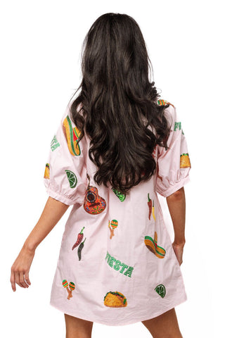 QOS Light Pink Cinco Icon Button Up Cotton Dress - Boutique Bella BellaQueen of Sparkles