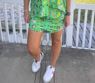 QOS - Lime Green Leopard PJ Shorts - Boutique Bella BellaQueen of Sparkles