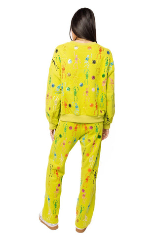 QOS Lime Green Multi Skeleton Sweatshirt - Boutique Bella BellaQueen of Sparkles