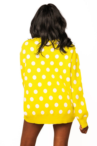 QOS Lime Green & Pink Polka Dot QOS Card Logo Sweater - Boutique Bella BellaSweater
