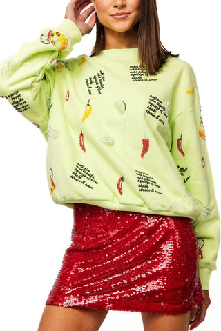 QOS Lime Green Spicy Margarita Recipe Icon Sweatshirt - Boutique Bella BellaSweatshirt