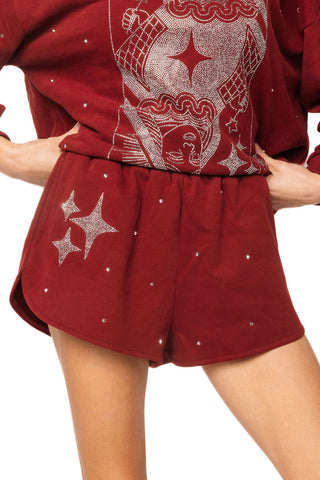 QOS Maroon & Grey Scattered Jewel QOS Sparkle Logo Short - Boutique Bella BellaShorts
