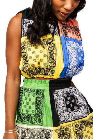 QOS Multi Bandana Cotton Bubble Tank - Boutique Bella BellaTank