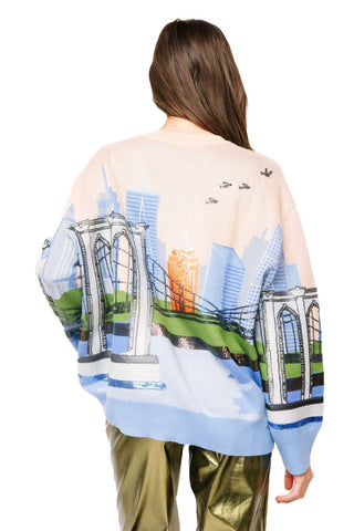 QOS Multi Bridge & City Scene Sweater - Boutique Bella BellaQueen of Sparkles