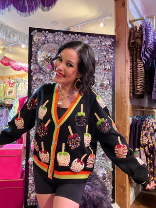 QOS Multi Candy Apples Button Up Cardigan - Boutique Bella BellaQueen of Sparkles