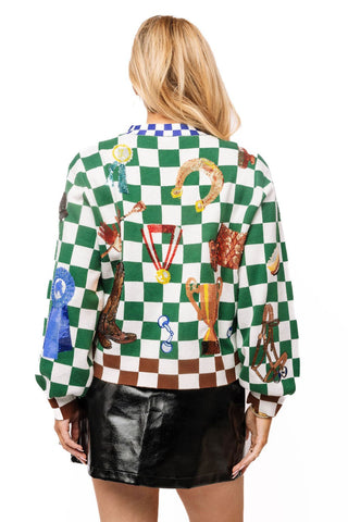 QOS Multi Checkered Derby Icon Button Up Cardigan - Boutique Bella BellaQueen of Sparkles