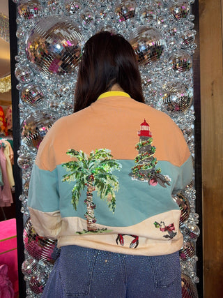 QOS Multi Christmas Beach Scene Sweatshirt - Boutique Bella BellaQueen of Sparkles