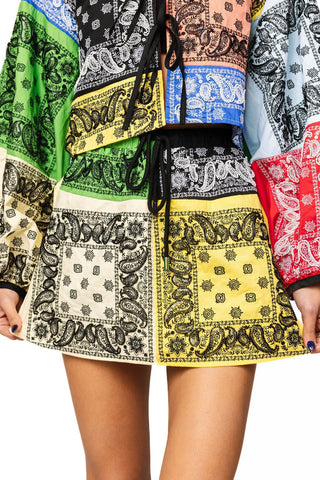 QOS Multi Colorblock Bandana Cotton Skirt - Boutique Bella BellaSkirt