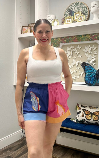 QOS Multi Colorblock Fish Short - Boutique Bella BellaQueen of Sparkles