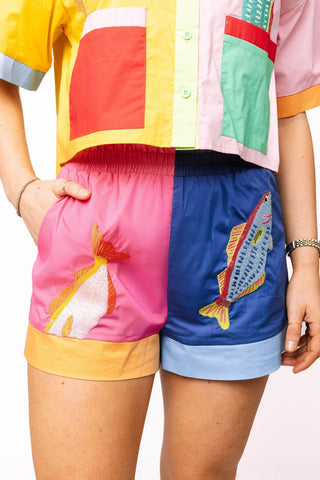 QOS Multi Colorblock Fish Short - Boutique Bella BellaQueen of Sparkles