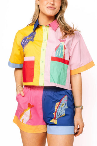 QOS Multi Colorblock Fish Short - Boutique Bella BellaQueen of Sparkles