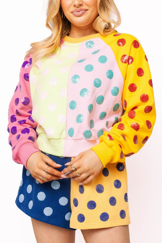 QOS Multi Colorblock Sweatshirt - Boutique Bella BellaQueen of Sparkles