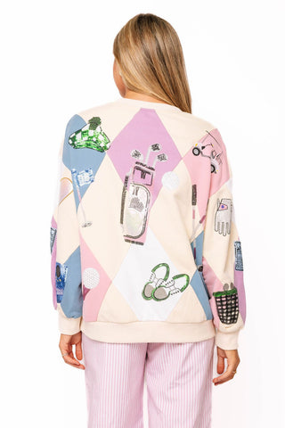 QOS Multi Diamond Print Golf Icon Sweatshirt - Boutique Bella BellaQueen of Sparkles