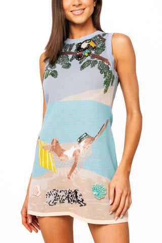 QOS Multi Girl on Hammock Beach Knit Tank Dress - Boutique Bella BellaQueen of Sparkles